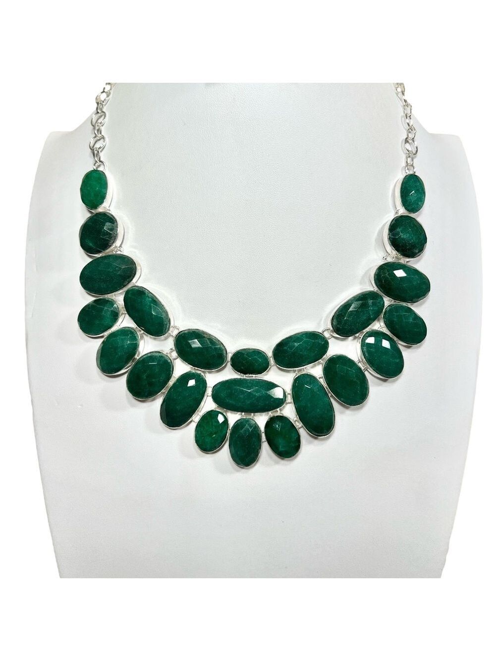 Emerald 925 Large Synthetic Gemstone Necklace